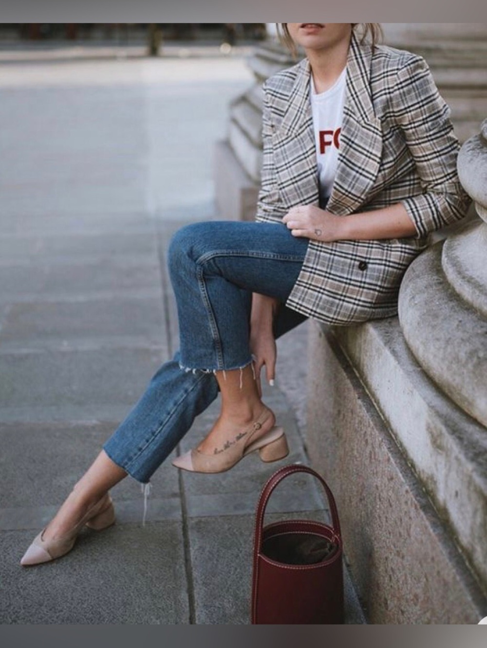 LE SUIT Y2K Houndstooth Plaid Blazer